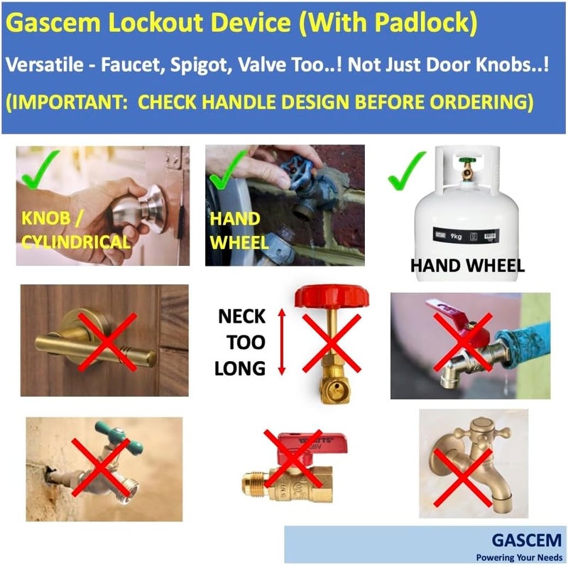 Gascem جهاز قفل مقبض الباب (أسود غير لامع، قفل واحد متضمن) - قفل مقبض الباب - يمنع دوران مقبض الباب والوصول إلى ثقب المفتاح. غطاء مقبض الباب ضد الأطفال. - Image 5